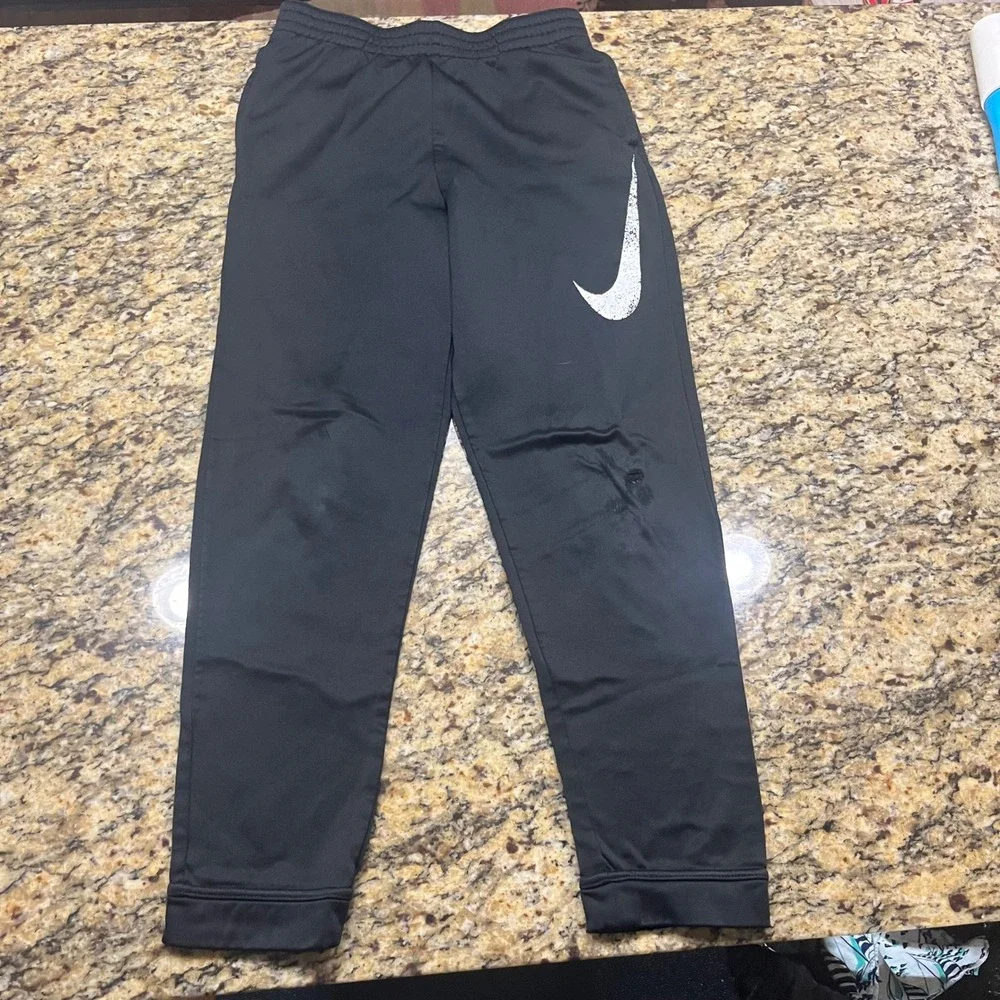 Nike Dri-FIT Boys XL Black Training Pants Speckled Swoosh Joggers Standard Fit